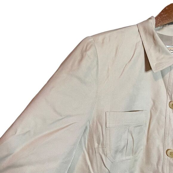 Talbots 100% silk beige button up shirt coat - Picture 9 of 12